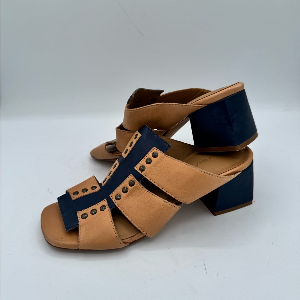Chocolat Blu Women’s Feza Leather Block Heel Sandal - Sz EUR 37, US 6.5/7